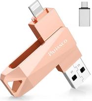 "Patianco" USB atmintinė "iPhone" 512GB, sertifikuota MFI, išorinė atmintinė "iOS", USB 3.0 "Pendrive" 3 in 1 "Flash" diskas "Android" mobiliajam telefonui / nešiojamajam kompiuteriui / asmeniniam kompiuteriui / "Mac" / "iPad" (rožinė)