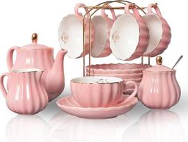 "Sweejar Home" 22 dalių porcelianinis "Royal Family" arbatos rinkinys 6 asmenims, 237 ml puodeliai