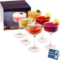 "Vintage Coupe" taurės, 6 vnt. (8,8 oz/260 ml), šampano, vyno, martinio, kokteilių taurės, taurės ilgiems gėrimams, krištolo taurės raudonam vynui ir baltam vynui