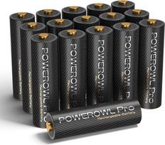 AA baterija PRO, POWEROWL 1,2 V NiMH didelės talpos 2800 mAh geros kokybės įkraunamos AA baterijos - 16 v pakuotėje
