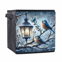 Birds and Lamps 5D Diamond Painting Storage Basket Full Round Drill Mosaic Diamond Embroidery Cross Stitch Kits Home Decor Home Decor 25cmx25cm