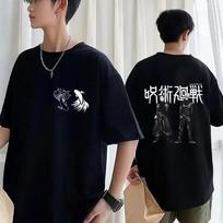 2024 Japanese Anime Jujutsu Kaisen T Shirt Satoru Gojo Geto Suguru Manga Graphic T-shirt Casual Harajuku Hip Hop Streetwear#Color S juoda