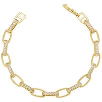 Micro-Inlaid Zircon Cable Chain Bracelet Brass Gold-Plated Hip-Hop Bracelet Vl183 auksas