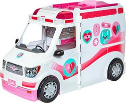 Barbie FRM19 2-in-1 greitosios pagalbos automobilis, sulankstoma transporto priemonė su šviesa ir garsu, lėlių rinkinys su priedais, mergaičių žaislas nuo 3 metų