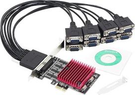 CERRXIAN PCIE 8 prievadų RS232 išplėtimo kortelė, PCI-E X1 8 prievadų DB9 serijinė kortelė, 8 mikroschemų rinkinio PCI-Express valdiklio kortelė (su 8 prievadų išoriniu kabeliu)