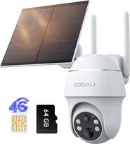 COOAU 4G LTE stebėjimo kamera Lauko baterija su SIM kortele + 64GB atminties kortele + saulės baterija, stebėjimo kamera LTE, 2K belaidė saulės kamera lauke su spalvotu naktiniu matymu, PIR asmens aptikimo funkcija, IP66