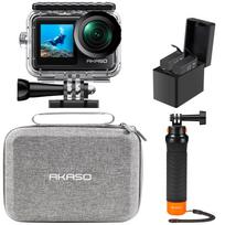 AKASO Brave 7 LE Action 4K IPX7 40M Underwater Image Dual Touch Time External Two 1350mAh Floating Handle and Camera, 60fps, 20MP, Waterproof, juoda