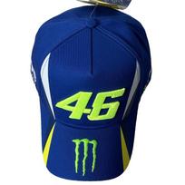 Off-Road Parkour Tricycle Racing Cap - Features two vertical stripes, numbers below, paw and English V on the sides. One Size mėlyna