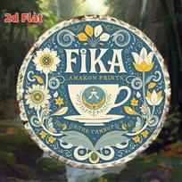 Metal Wall Art Sign Swedish Fika Vintage Tin Poster Round 20cm for Cafe Home Decor