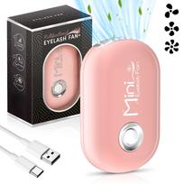 Portable Handheld Eyelash Fan Dryer With USB Rechargeable Lash Extension Fans With Air Blower For Makeup Drying & Cooling, Pink rožinė