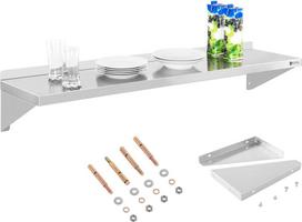 Royal Catering Sieninė pakabinama nerūdijančio plieno lentyna vienguba 120cm 35kg