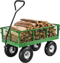 VEVOR rankinis vežimėlis 300 kg, transportavimo vežimėlis, sodo vežimėlis, įrankių vežimėlis, metalinis rankinis vežimėlis, skirtas naudoti lauke, su 10 colių padangomis, nuimamomis tinklinėmis šoninėmis plokštėmis ir 180° kampu pasukama rankena