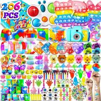 Fidget 206Pcs Toys Gifts Box Pop Keychain It Surprise Bubble Fidget Anti Stress Toy For Kids For Children Adults