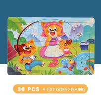 Piece 30 Wooden 3D Puzzle Cartoon Animal  Vehicle Jigsaw Montessori Educational Toys For Kids Baby Years - Creative Gift