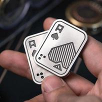 Kk Aa Metal Poker Push Card Toys Novelt Fidget Toys Spinning Top Decompression Interest Office Stress Easing Birthday Gift
