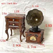 112 2Pcs/Set Dollhouse Miniature Retro Mini Phonograph Cabinet Set Can Play Songs Doll Home Living Room Furniture Decor Toy