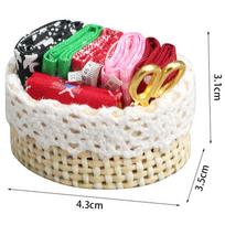 112 1Set Dollhouse Miniature Sewing Box With Needle Scissors Knitting Tool Tailor Set Living Scene Decor Play House Toy