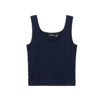 Polo Ralph Lauren SS23 Solid Cotton Cable Knit Vest Women tops Navy-Blue 200862152-002 L