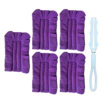 5Pcs Dust Duster Microfiber Cloth Reusable Duster Electrostatic Cleaning Pads Detachable Replaceable Heads Household Cleaning Accessory violetinė
