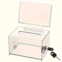 Portable Acrylic Donation Box with Locks Coin Storage Container Ballot Box Transparent Cube Tip Box Coin Storage Container juoda