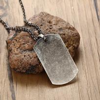 US Military Dog Tag Pendant Necklace for Men Stainless Steel United States Oxidation Gray Metal Male Jewelry 20 inch 50cm