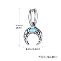 Vintage Moon Earrings for Men Boys,Green Natural Stone Stainless Steel Hoop Earrings,New Fashion Jewelry Gifts