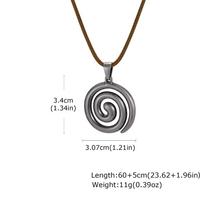 Vintage Men's Spiral Necklace,Grey Vortex Pendant with Brown Leather Rope Collars,Jewelry Gift for Him Boys 60-65cm