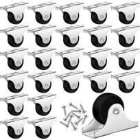 Feb.Small Caster Rigid Non-Swivel Fixed Caster With Metal Top Plate For Furniture, Small Appliances With Screws As Shown 24PCS