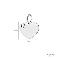 6Pcs/Lot Mirror Polished Hollow Paw Heart Tags Stainless Steel Pendants For Customize ID Charm Jewelry Making