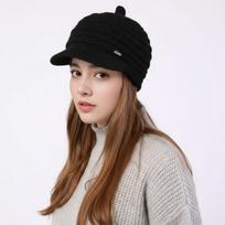 Knitted Visor Cap for Women Pointed Style Beret Hat Thickened Warm Fleece Lined Wool Yarn Winter Headwear One Size