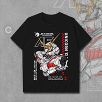 2026 New Summer Anime RX-0 Unicorn Gundam Mobile Suit Joint Secondary Element Short Sleeve Parent-child T-shirt Men and Women's S įvairiaspalvis