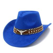Suede Cowboy Hat Curl Brim Jazz Fedora Hats Women Party Wedding Church Dress Cap Men Vintage Panama Felt Caps Leather Band Hat