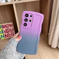 Gradient Curly Wristband Case for Samsung Galaxy S23 S24 S2 S26 Ultra S21 S22 Plus S20 FE Stand Wave Wrist Strap Bracket Cover S24