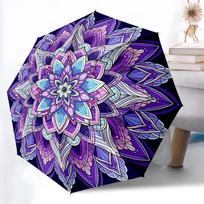 1pc Sturdy 8-Bone Auto Umbrella, Mandala Umbrella, Digital Printed, Foldable Umbrella for On-the-Go Outdoor Use