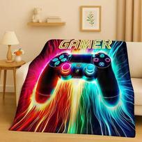 Retro Game Zone Sign Gamer Controller Flannel Blanket,Ultra Soft Warm Plush Throw for Home Bedroom Bed Sofa Cover Kids Gift 75x90cm