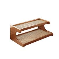 Compact Wood Tabletop Stand 2/3 Tiers Desk Bookshelf Practical Desktop Storage Rack  Stationery Rattan 2 Tiers