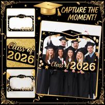 Graduation Backdrop Banner Class of 2026 Photo Frame Graduation Party Decoration Graduation Cap Diploma Design Graduation Ceremony Background Flag