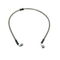 10mm 90 Degree Motorcycle Dirt Bike Braided Line Steel Brake Hose Cable Hydraulic Banjo Pipe 300mm-2200mm for Universal Racing Silver 30cm
