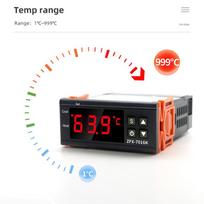 ZFX-7016K Intelligent High Temperature Controller Digital Thermostat Regulator 999 Degree Burner Oven Control Switch with Sensor 12V 10A