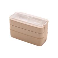 Stackable Bento Lunch Box with Multi Layer Food Containers and Clear Lid for Work School Travel Meal Storage One Size smėlis