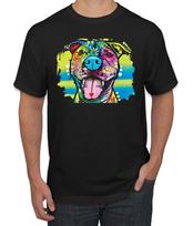 Cute Happy Smiling Dog Rainbow Pitbull Dogs Men Graphic T- Shirt S