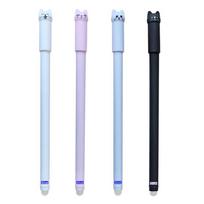 Kawaii Cat Erasable Gel Pen 0.5mm Magic Ink Blue Black Pen Set With Rubber Eraser Creative School Kid's Gifts Stationery