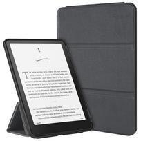Auto Wake/Sleep Case Tri-fold Shockproof e-Reader Cover Wear Resistant Leather for Kindle Paperwhite 12th Gen 2024 (7 inch) pilka