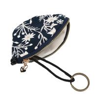 Portable Ethnic Style Coin Purse Flower Card Holder Cute Zero Wallet Zipper Pouch Korean Style Pull Type Key Bag for Girls