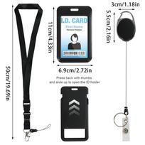 Sliding Id Badge Holder Black Plastic Card Case Protector Pouch With Clear Window For School Id Credit Cards Key Cards juoda