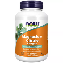 NOW Magnesium Citrate - 90 minkštųjų kapsulių