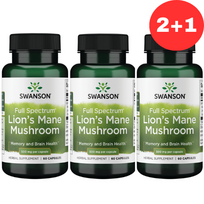 2+1 Swanson Lion's Mane Mushroom 500mg 60 caps