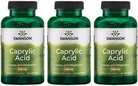 3x Swanson Caprylic Acid 600mg 60 caps
