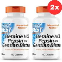 2x Doctor's Best Betaine HCl Pepsin & Gentian Bitters - 120 caps