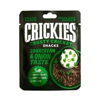 CRICKIES džiovinti svirpliai – grietinėlės ir svogūnų skonio (15 g)